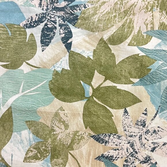 Richloom Screen Print Fabric With Leaf Design Green Blue Tropical Leaves 1.25 YD - Picture 3 of 6